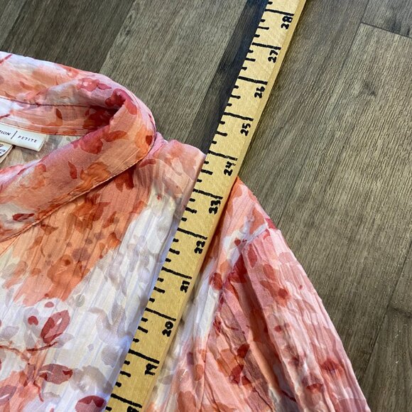 JM Collection Petite Pink Floral Button Down Size 14P - Picture 5 of 5